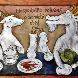 ORIGINAL SMALT veselé kozy s gramofonem