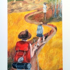 originál akvarel Pramínek,14x20cm