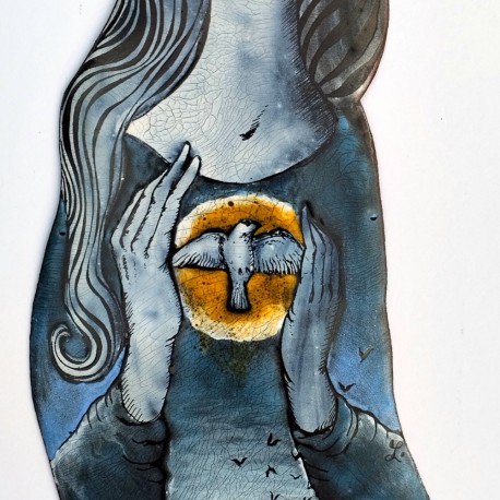 SMALTOVANÁ CEDULKA Přána originál ,cca25x11cm