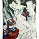 SMALTOVANÁ CEDULKA sovičky originál ,cca25x32cm