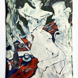 SMALTOVANÁ CEDULKA sovičky originál ,cca25x32cm