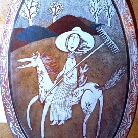 SMALTOVANÁ CEDULKA zahradnice sv,Dorota 21,5x13,5cm