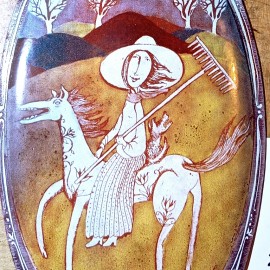 SMALTOVANÁ CEDULKA zahradnice sv,Dorota 21,5x13,5cm