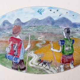 SMALTOVANÁ CEDULKA sovičky originál ,cca25x32cm