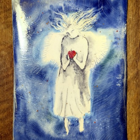 SMALTOVANÁ CEDULKA svata Dorota originál ,cca25x32cm