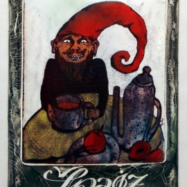 SMALTOVANÁ CEDULKA špajzka trpajzlik 8x10,5cm 