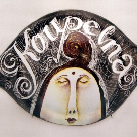 SMALTOVANÁ CEDULKA koupelna oko,8x13cm,ks1