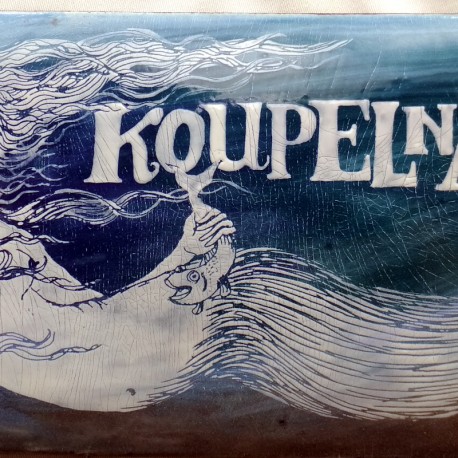 SMALTOVANÁ CEDULKA koupelna original 19x 8,5cm