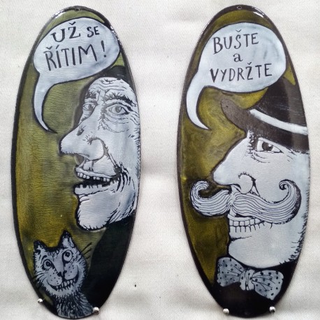 SMALTOVANÁ CEDULKA Originální smaltovaný obraz 24x16