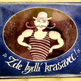 SMALTOVANÁ CEDULKA toaleta 10,5x8cm