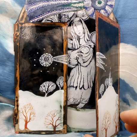SMALTOVANÁ CEDULKA toaleta 10,5x8cm